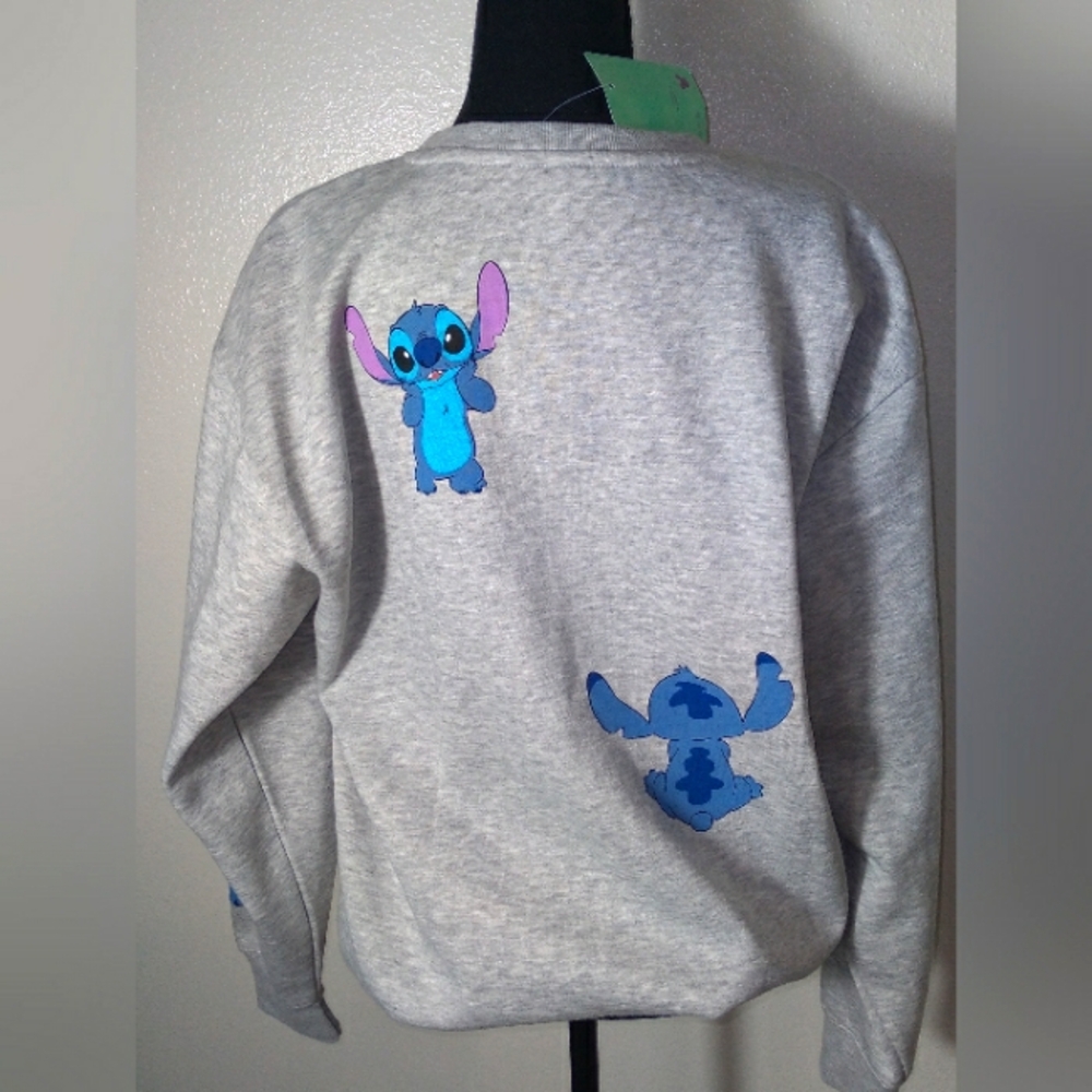 Disney Stitch Women's Long Sleeve Grey Sweater - Picture 4 of 5